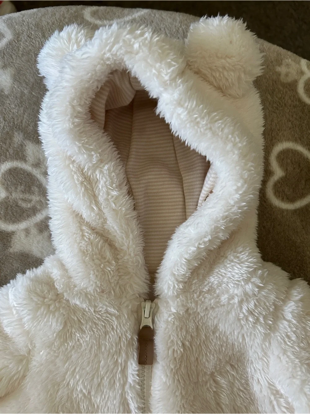 Carter's Cream Plush Bear Hooded One-Piece